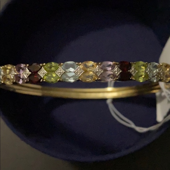 14k Gold over sterling multi colour Gem bracelet - Picture 6 of 7